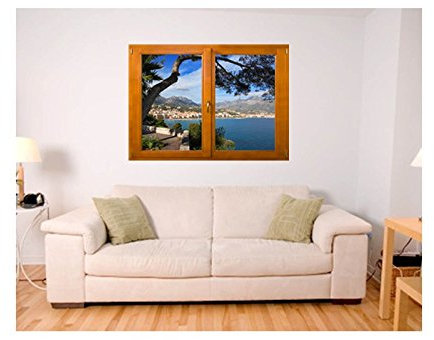 Stickers trompe l'oeil fenêtre Menton - L 70cm x H 50cm