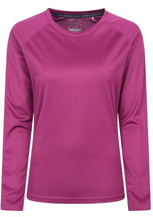 Mountain Warehouse Endurance Womens Top - Lightweight Ladies Top, Long Sleeve Tee, Quick Drying Tshirt, UV Protection Tee Shirt - for Spring Summer Travel Purple Women's Size 18