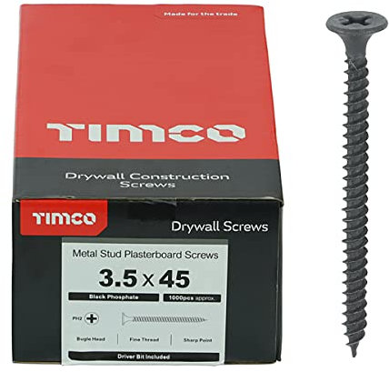 TIMCO PH2 Philips Drywall Screws - 3.5 x 45 - Black - Box of 1000