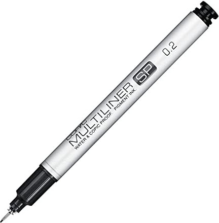 COPIC Multiliner SP 0,2 mm, Black, Aluminium Fineliner mit einer feinen Spitze und wasserbeständiger Pigmenttinte