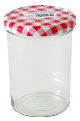 Wurstglas 425 ml mit Deckel 82 mm Karo rot/weiß