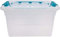 Whitefurze Carry Box Secure Lid Strong Handle Clear Plastic Storage Container Teal Clip 13L