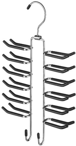 Whitmor Swivel Tie Hanger with Belt Loops Chrome / Black