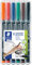 STAEDTLER permanenter Universalstift Lumocolor, wisch- und wasserfest, sekundenschnell trocken, nachfüllbar, F-Spitze - Linienbreite 0,6 mm, 6 Marker in sortierten Farben, 318 WP6