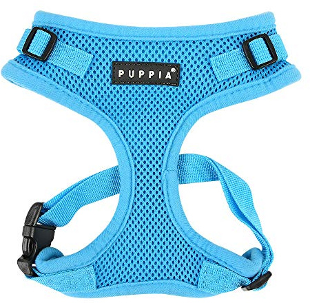 Puppia Ritefit Dog Harness small dog and medium dog harness - Adjustable and Super soft in many colours - Also usable as Puppy Harness - Anti Pull Dog Lead, Sky Blue, M