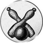 S.B.J - Sportland Pokal/Medaille Emblem, Motiv Kegeln, Durchmesser 50 mm, Silber