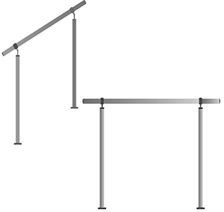 TIBU Edelstahl Handlauf Geländer 1m - 6m Treppen Brüstung Balkon, Länge 5.0m inkl. 6 Pfosten ohne Querstange)