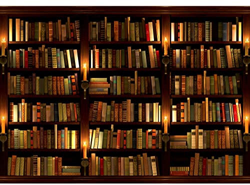 Runa Art Fototapeten 396 x 280 cm Bibliothek - Vlies Wanddekoration Wohnzimmer Schlafzimmer - Deutsche Manufaktur - Braun 9058012a
