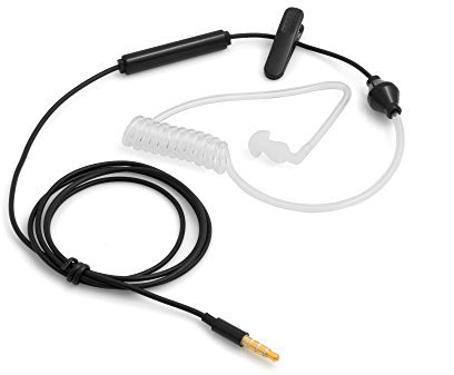 SYSTEM-S Einohr Anti-Strahlung Anti-Radiation Headset Kopfhörer mit Schallschlauch Smartphone Handy Tablet PC schwarz