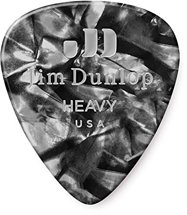 Jim Dunlop Celluloid Black Pearloid Pick Heavy - 12 Pack