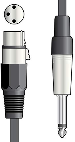 QTX Essential Microphone Lead XLR Female to 6.3mm Mono Jack Shielded Professional Audio Cable for Clear Sound 12.0 Metre Black
