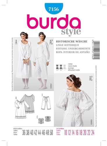 Burda Style Sewing Pattern B7156 Misses' Historic Undergarments