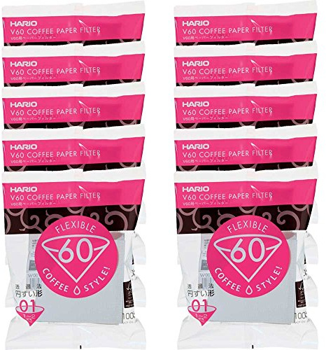 HARIO V60 Coffee Filter 100 Sheets 10-packs (Dripper 01, White) by Hario