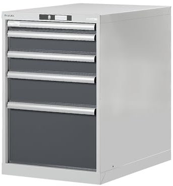 Lista | Werkbank-Baukastensystem | Unterbauschrank | Höhe 800 mm | 5 Schubladen | graumetallic