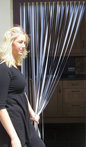 Heavy Duty Bug Blind/Fly Blind-90cm wide -Complete With Screw In Fitting Hooks For Wooden Door frame. (SILVER/WHITE)