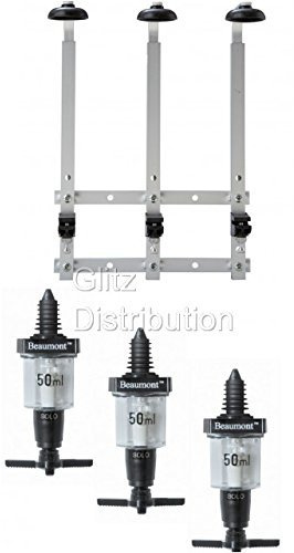 3 Bottle 1L Wall Fixing Bracket Rack + 3 X 50ml Solo Classical Bar Spirit Optics 3211/3104