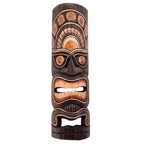 Maske Tiki H50 cm aus Holz massif. 100% Handwerkskunst