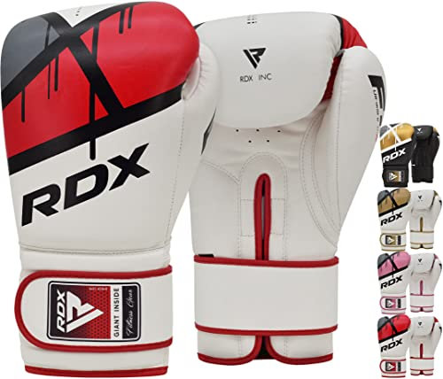RDX Boxhandschuhe Muay Thai Kickboxen Sparring, Maya Hide Leder EGO Boxing Gloves, Sandsack Boxsack Punchinghandschuhe Adult, Kickboxhandschuhe Kampfsport MMA Training 8 10 12 14 16oz, Männer Damen