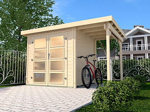 weka Gartenhaus 321 A Gr. 1, natur, 19 mm, DT Milchglas, Anbau 115 cm