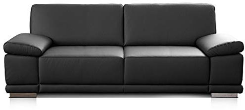 CAVADORE 3,5-Sitzer Sofa Corianne in Kunstleder / Große Ledercouch in hochwertigem Kunstleder und modernem Design / Mit verstellbaren Armlehnen / 248 x 80 x 99 / Schwarz