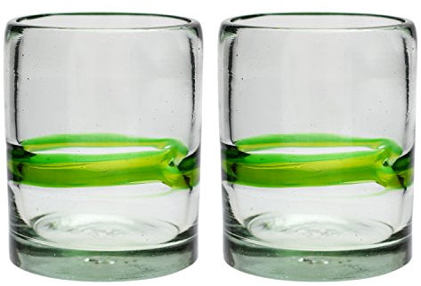 Tumbler, Blended Green Set of 2, Hand Blown from Recycled Glass - fair Trade and Handmade in Mexico