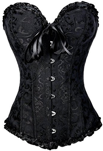 Everbellus Sexy Bustier Femme Gothique Dentelle Ventre Plat Corset Top Noir 5XL
