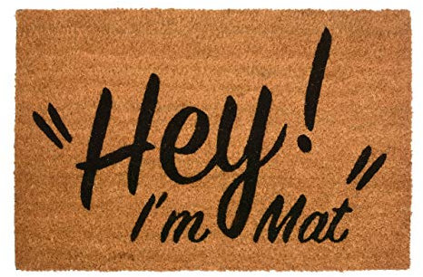 CKB LTD® Hey I'm MAT Novelty Doormat Kokosmatte Türmatte Fußmatte Einzigartige Fußabtreter Front/Back Door Matten mit einem rutschfesten PVC-Rücken - Natürliche Coir - Indoor & Outdoor