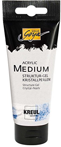 KREUL 86601 - Solo Goya Acrylic Medium, tube de 100 ml, gel de structure perles de cristal, mastic crémeux avec perles de verre, sèche brillant transparent, peut être coloré