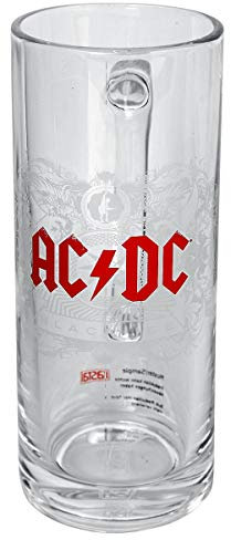 Ac/Dc Bierkrug, 1 Stück (1er Pack), Transparent mit Schwarzer Gestaltung