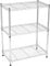 Simple Deluxe Heavy Duty 3-Shelf Shelving with Wheels,Height Ajustable Storage Units,Steel Organizer Wire Rack,60 (W) x 35(D) x 80(H) cm,Max Load Capacity 340KG,Chrome