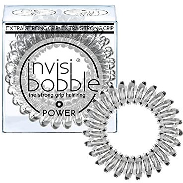 invisibobble Power Haargummis Crystal Clear I 3x transparente Haargummis Dickes Haar I extra starker Halt I das Original, designed im Herzen Münchens