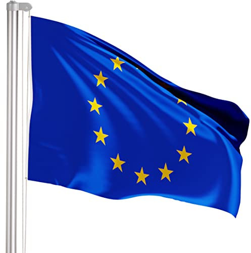 BRUBAKER Mástil Aluminio Exterior 4 m Incluye Bandera de Comunidad Europea 150 x 90 cm y Soporte de Tierra
