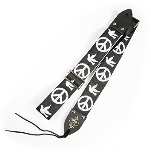 D'Andrea Unisex-Erwachsene Vintage Gitarrengurt, Peace-Dove (schwarz), 2 W x 54 L
