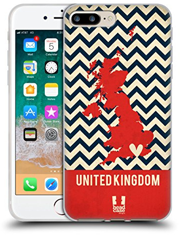 Head Case Designs UK Mappe dei Paesi Stampate Custodia in Gel [Protezione di Grado Militare] Compatibile con Apple iPhone 7 Plus/iPhone 8 Plus
