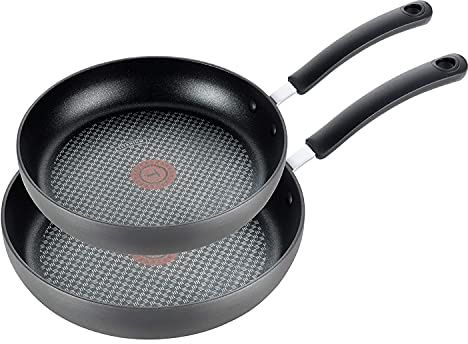 T-FAL 2100093963 E765S264 Ultimate Hard Anodized, 8 and 10-Inch, Gray | Titanium nonstick coating, Thermo-Spot heat indicator, Oven safe to 400°F, Riveted silicone handles, Dishwasher safe