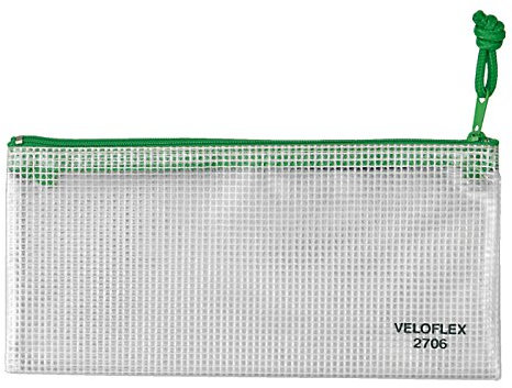 VELOFLEX 2706000 - Reißverschlusstasche DIN A6, 1 Stück, 200 x 100 mm, Dokumententasche aus gewebeverstärktem PVC