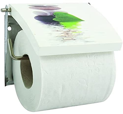 MSV Porte Rouleau Papier WC Mural MDF & INOX LINGGA Blanc