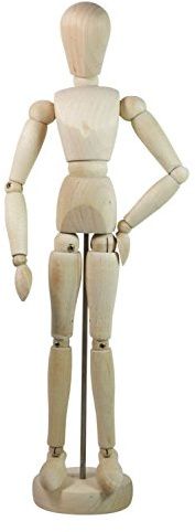 Honsell 63500 - Modellpuppe aus naturbelassenem Hartholz, männliche Gliederpuppe, mit Metallstab, ca. 30 cm groß