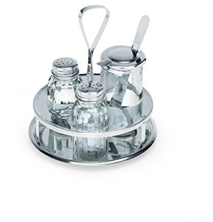 MENAGE SERIE 1480 (Höhe: 16 cm) aus Edelstahl/Glas - 3-teilig, Salz und Pfeffer und Senfglas mit Löffel, XTRA PREISWERT