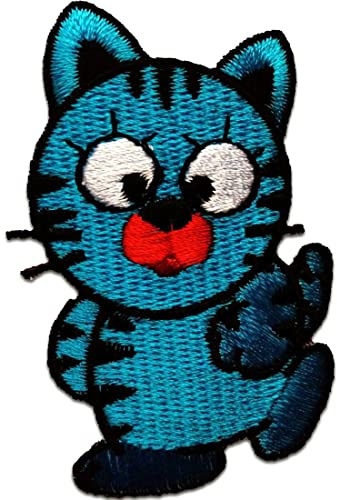 Catch the Patch Katze Aufnäher zum Aufbügeln 4,2 x 7 cm Bügelbild für Kinder Mädchen mit Lieblingstier Wild, Bügelpatch Patches Bügelflicken