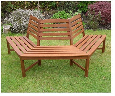 Henley 1/2 Tree Seat Hardwood Bench FSC®-Certified Quality Wooden Garden Furniture 180 Degree