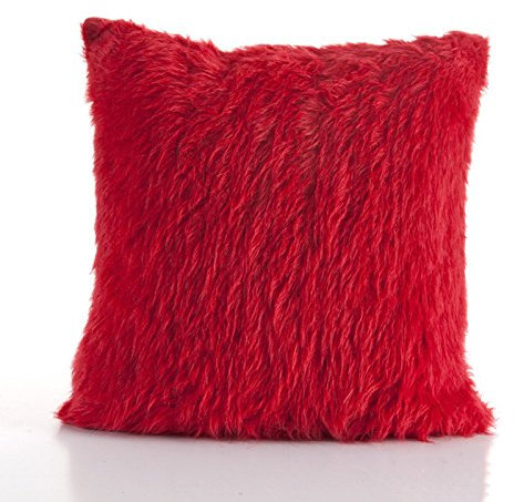 DecoKing Kissenbezug 45x45 Langhaar Felloptik rot