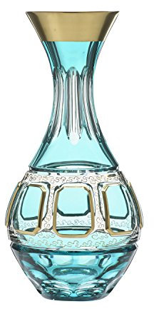 Arnstadt Kristall decantador Jarra de Cristal Antiguo Vidrio (26,5 cm) Azur Turquesa