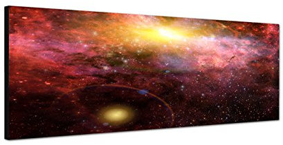 Augenblicke Wandbilder Leinwandbild als Panorama in 150x50cm Sterne Planeten Galaxie Weltraum