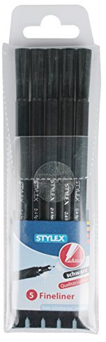 STYLEX 32619 Fineliner, 5 Stück, schwarz