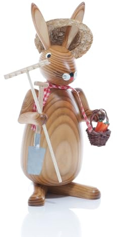 Rudolphs Schatzkiste Osterfigur Osterhase Gärtner BxHxT ca 9 x 20 x 9cm NEU Osterdeko Osterhasenfigur Ostern Korb Osterei Frühling Erzgebirge Seiffen Hase