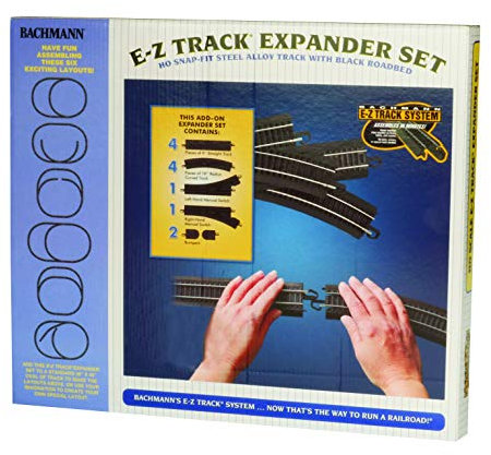 Bachmann Trains - Snap-Fit E-Z TRACK LAYOUT EXPANDER SET - STEEL ALLOY Rail With Black Roadbed - HO Scale