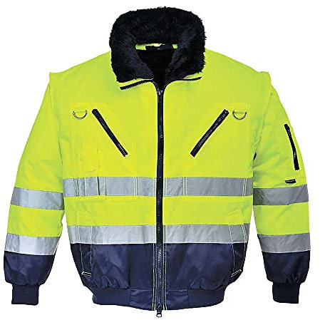 Portwest Hi-Vis Warnschutz 3-in-1 Pilotjacke, Größe: XL, Farbe: Gelb/Marine, PJ50YNRXL