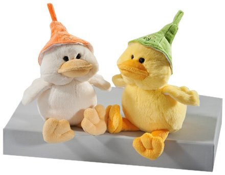Althans 00955 - Ente mit Mütze, weiß oder gelb, 15 cm
