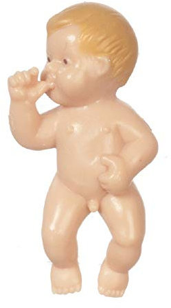 Aztec Imports, Inc. Dolls House Baby Boy Doll Lying Down Sucking Thumb 1:12 Scale Realistic Plastic Miniature People
